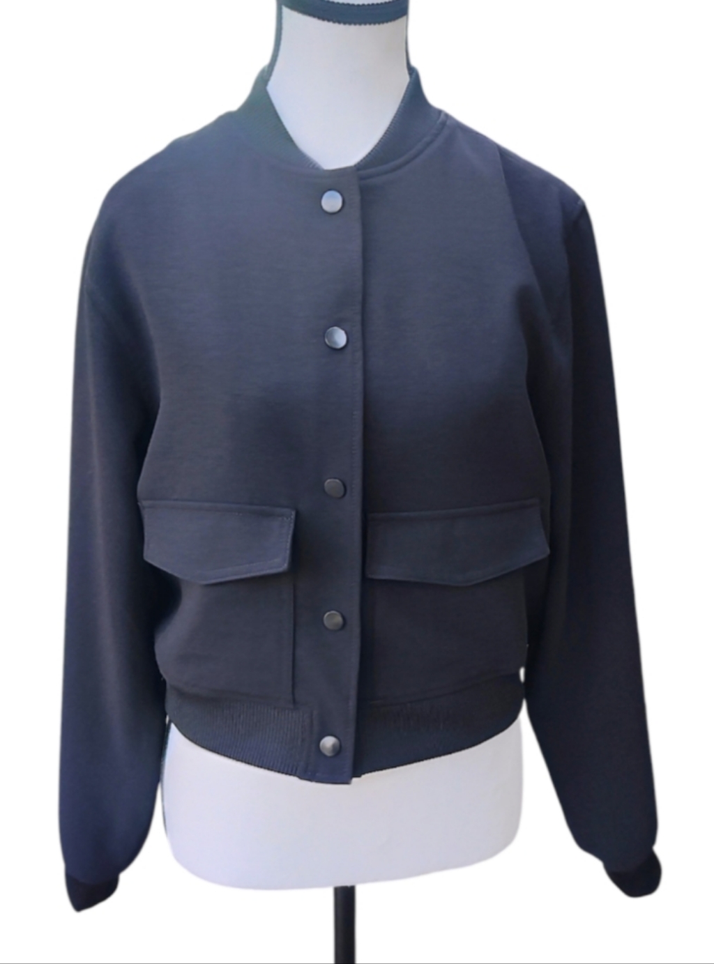 Joie Black Snap-Front Bomber Jacket